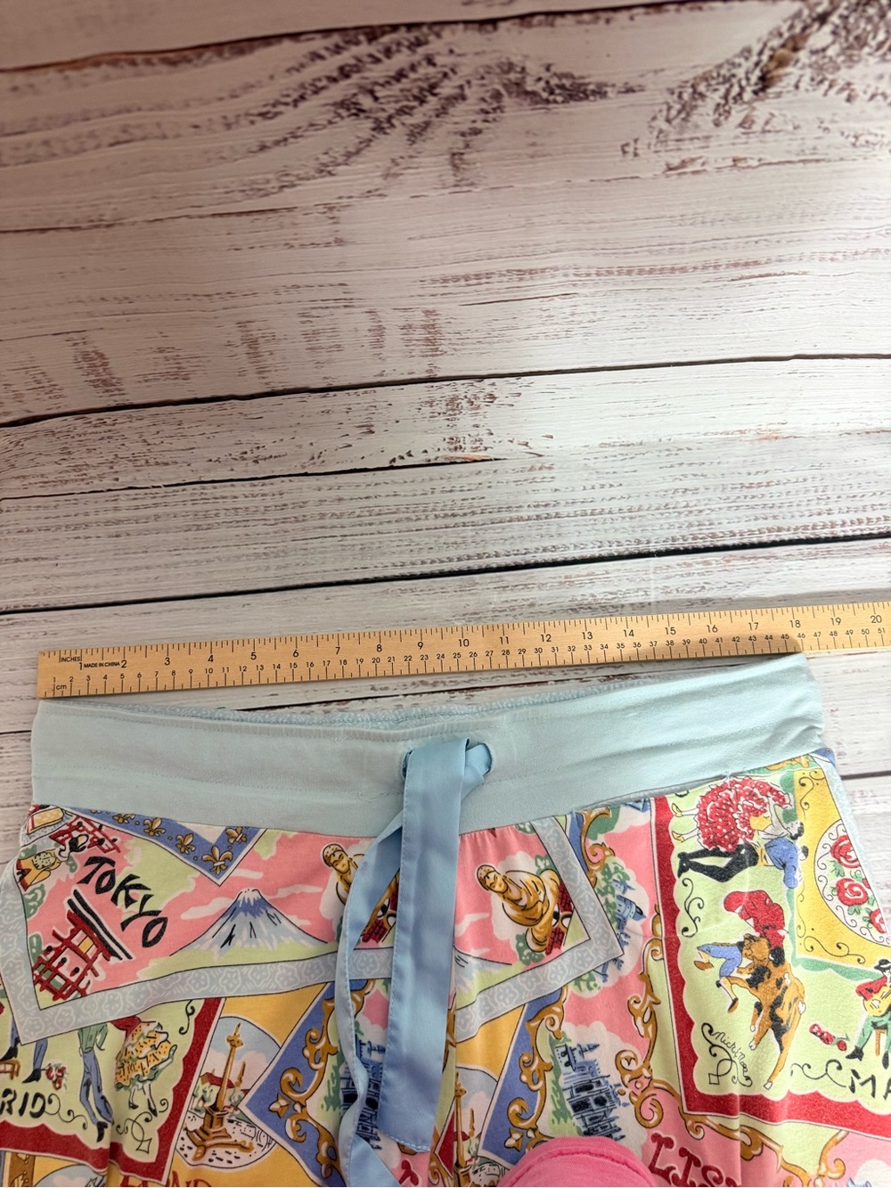 Nick & Nora Light Blue Travel-Print Pajama Pants Vintage Y2K - Picture 10 of 14